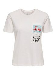 ONLY Koszulka w kolorze białym rozmiar: L. Białe bluzki Only, l, bez wzorów, z bawełny, bez kołnierzyka, bez ramiączek. Za 43.99 zł.