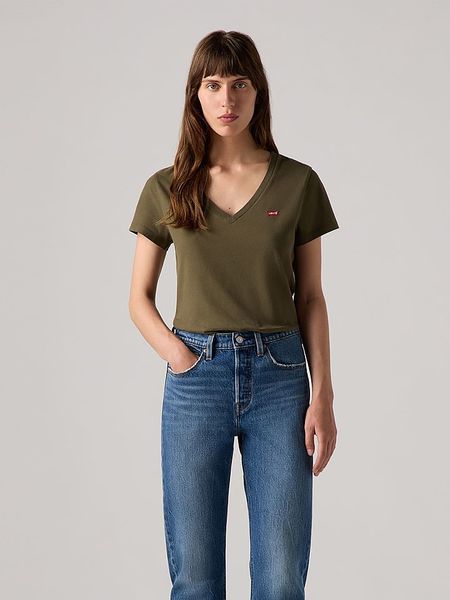 Levi's Koszulka w kolorze khaki rozmiar: XS. Brązowe bluzki Levi's®, s, bez wzorów, z bawełny, bez kołnierzyka, bez ramiączek. Za 41.98 zł.