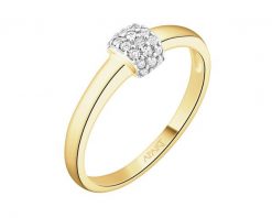 Pierścionek z żółtego złota z diamentami - 0,10 ct - próba 585. Żółte pierścionki Apart, z diamentem, złote. Za 2,590.00 zł.