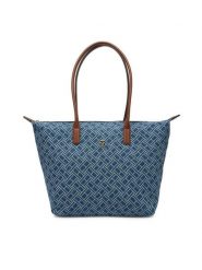 Tommy Hilfiger Torebka Popette Tote Denim Flag AW0AW18613 Niebieski. Niebieskie shopper TOMMY HILFIGER, bez wzorów, z denimu, bez dodatków. Za 489.99 zł.