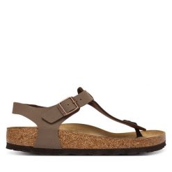 Sandały Birkenstock. Brązowe sandały Birkenstock, bez wzorów, bez obcasa, na płaskiej podeszwie, bez zapięcia. Za 469.99 zł.