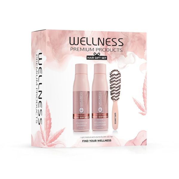 Wellness WELLNESS PREMIUM PRODUCTS zestaw VolumePLEX (szampon 500ml, odżywka 500ml, szczotka różowa mała) Zestawy do pielęgnacji włosów 1 ct. Odżywki do włosów Wellness. Za 239.20 zł.