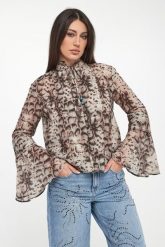 Bluzka damska w zwierzęcy wzór Caracalla PINKO. Bluzki Pinko, bez wzorów, bez kołnierzyka, bez ramiączek. Za 1,059.00 zł.