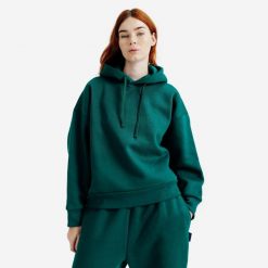 Bluza z kapturem damska Elementals. Zielone bluzy DECATHLON, l, bez wzorów, z bawełny, z kapturem. Za 169.99 zł.