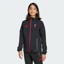 Bluza Liverpool FC Tiro 25 Competition Vis Tech Travel. Czarne bluzy Adidas, l, bez wzorów, z elastanu, z kapturem. Za 349.00 zł.