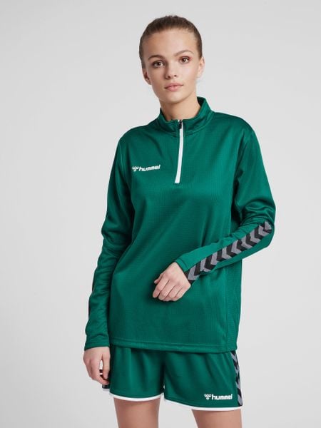 Bluza do piłki nożnej damska Hummel demi-zip hml AUTHENTIC. Niebieskie bluzy Hummel, xl, bez wzorów, z materiału, bez kaptura. Za 164.50 zł.