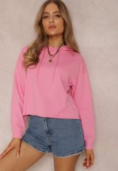 Różowa Bluza Palanthe. Czerwone bluzy Renee, xl, bez wzorów, z kapturem. W wyprzedaży za 27.99 zł.
