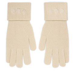 Rękawiczki Damskie Guess. Brązowe rękawiczki Guess, z aplikacjami, z dzianiny. Za 119.99 zł.