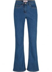 Dżinsy ze stretchem BOOTCUT, mid waist. Niebieskie jeansy bonprix, bez wzorów. Za 82.99 zł.