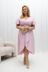 Asymetryczna sukienka Aleta z paskiem w talii w kolorze pudrowego różu PLUS SIZE XXL OVERSIZE WIOSNA. Czerwone sukienki Moda Size Plus Iwanek, do pracy, na wiosnę, plus size, bez wzorów, z elastanu, biznesowe, z asymetrycznym kołnierzem, plus size, bez ramiączek, mini, asymetryczne. Za 329.90 zł.