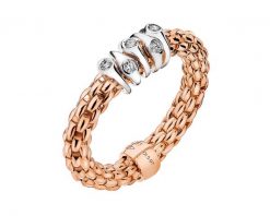 Pierścionek FOPE FLEX'IT z różowego i białego złota z brylantami - 0,07 ct - próba 750. Białe pierścionki Fope, z brylantem, złote. Za 11,590.00 zł.
