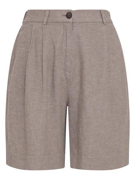 MOSS COPENHAGEN Bermudy "Viana" w kolorze szarobrązowym rozmiar: M. Brązowe szorty Moss Copenhagen, bez wzorów, z podwyższonym stanem. Za 124.95 zł.