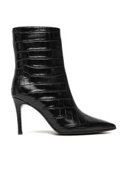 Eva Minge Botki EO-DEMI-GLC6303-6-320 Czarny. Czarne botki Eva Minge, bez wzorów, ze skóry, bez obcasa, na szpilce, bez zapięcia. Za 449.99 zł.
