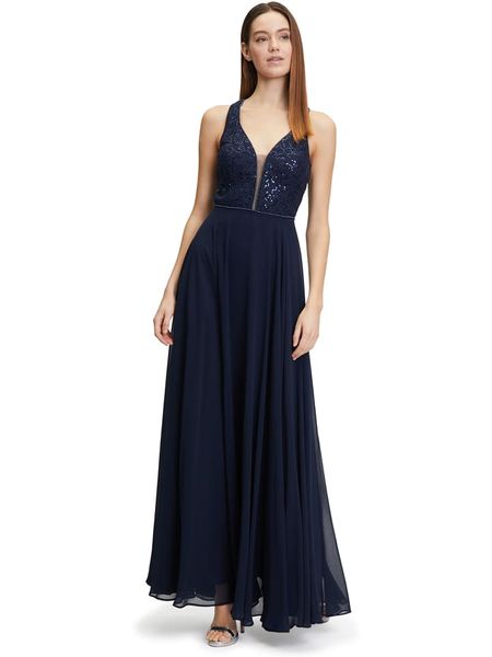 Vera Mont Sukienka w kolorze granatowym rozmiar: 38. Niebieskie sukienki Vera Mont, bez wzorów, bez kołnierzyka, bez ramiączek, midi. Za 244.80 zł.