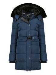 Canadian Peak Płaszcz zimowy "Bettineak" w kolorze niebieskim rozmiar: XL. Niebieskie płaszcze Canadian Peak, na zimę, xl, z aplikacjami, z puchu, bez kaptura. Za 272.31 zł.