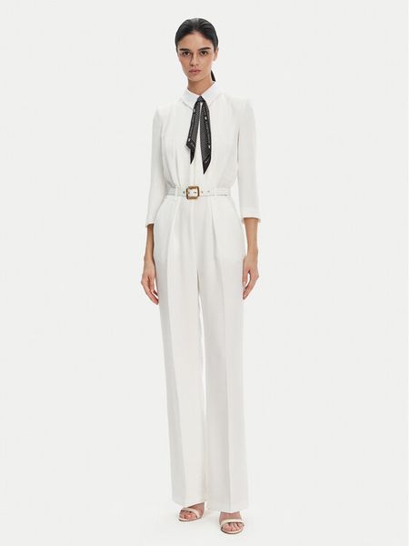 Elisabetta Franchi Kombinezon TU-047-52E2 Biały Regular Fit. Białe sukienki Elisabetta Franchi, bez wzorów, z syntetyku, bez kołnierzyka, bez ramiączek. Za 2,689.00 zł.