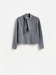 Kardigan z wiązaniem - szary. Szare kardigany Reserved, l, bez wzorów, z dzianiny. Za 139.99 zł.