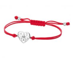 Bransoletka z elementami białego złota i brylantem - serce - 0,008 ct - próba 585. Białe bransoletki Apart, z brylantem, złote. Za 929.00 zł.