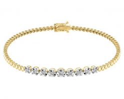 Bransoletka z żółtego złota z brylantami - 18 cm - 0,29 ct - próba 585. Żółte bransoletki Apart, z brylantem, złote. Za 9,190.00 zł.