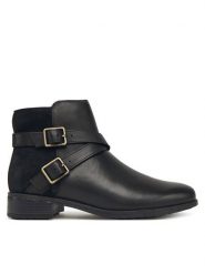 Clarks Botki Havisham Bay 26182941 Czarny. Czarne botki Clarks, bez wzorów, ze skóry, bez obcasa, na płaskiej podeszwie, bez zapięcia. Za 479.99 zł.