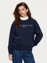 Tommy Hilfiger Bluza WW0WW39791 Granatowy Relaxed Fit. Niebieskie bluzy TOMMY HILFIGER, l, bez wzorów, z bawełny, bez kaptura. Za 249.99 zł.