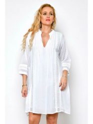 Tarifa Sukienka w kolorze białym rozmiar: XL. Białe sukienki Tarifa, na co dzień, xl, bez wzorów, z bawełny, bez kołnierzyka, bez ramiączek, midi, proste. Za 65.85 zł.