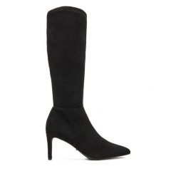 Kozaki DeeZee. Czarne kozaki DeeZee, bez obcasa, na szpilce, bez zapięcia. Za 239.99 zł.