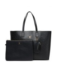 Tommy Hilfiger Torebka Th Icon Tote Mono AW0AW17687 Czarny. Czarne torebki klasyczne TOMMY HILFIGER, bez wzorów, ze skóry, bez dodatków. Za 749.99 zł.