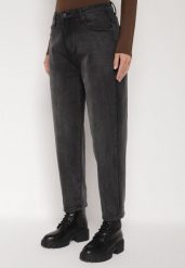 Szare Jeansy o Kroju Mom Fit z Wysokim Stanem Ralerra. Szare jeansy Born2be, l, bez wzorów, z podwyższonym stanem. Za 109.99 zł.