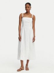 Guess Sukienka letnia W6GK44 W1884 Biały Regular Fit. Białe sukienki Guess, na lato, s, z aplikacjami, z bawełny, bez kołnierzyka, bez ramiączek. Za 694.99 zł.