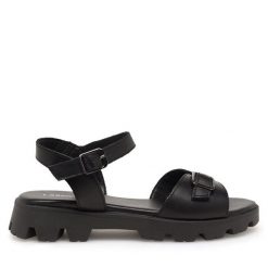 Sandały Lasocki. Czarne sandały Lasocki, bez wzorów, bez obcasa, na płaskiej podeszwie, bez zapięcia. Za 149.99 zł.