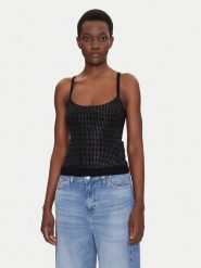 Guess Top W5GR47 Z3MN2 Czarny Regular Fit. Czarne topy Guess, m, z aplikacjami, z syntetyku, bez kołnierzyka, bez ramiączek. Za 219.99 zł.