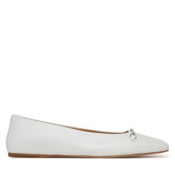 Baleriny MICHAEL Michael Kors. Białe baleriny MICHAEL Michael Kors, bez wzorów, ze lnu, bez obcasa. Za 419.99 zł.