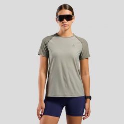 Koszulka do biegania damska Odlo X-Alp Trail T-Shirt Crew Neck S/S. Brązowe t-shirty Odlo, s, bez wzorów, bez kołnierzyka, bez ramiączek. Za 266.99 zł.