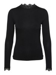 Vero Moda Koszulka "Rosa" w kolorze czarnym rozmiar: L. Czarne bluzki Vero Moda, l, bez wzorów, z koronki, bez kołnierzyka, bez ramiączek. Za 81.95 zł.