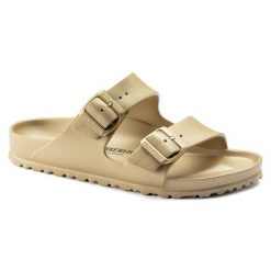 Klapki damskie Birkenstock Arizona Essentials EVA. Żółte klapki Birkenstock, bez wzorów, bez obcasa. Za 179.99 zł.