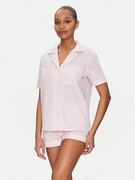 Guess Piżama O5GX10 WH1K1 Różowy Regular Fit. Czerwone piżamy Guess, z aplikacjami, z bawełny, bez ramiączek. Za 209.99 zł.