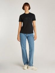 CALVIN KLEIN JEANS Koszulka w kolorze czarnym rozmiar: M. Czarne bluzki Calvin Klein Jeans, m, bez wzorów, z bawełny, bez kołnierzyka, bez ramiączek. Za 141.52 zł.