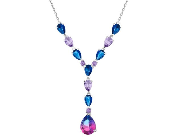 Naszyjnik srebrny z cyrkoniami i szlifowanym szkłem. Szare naszyjniki Apart, z cyrkonią, srebrne. Za 359.00 zł.