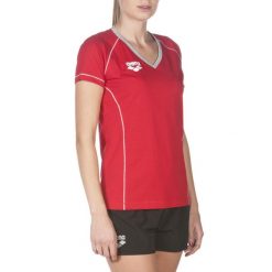 Koszulka damska Arena Team Line SS Tee. Czerwone koszulki sportowe Arena, bez wzorów, z materiału, bez ramiączek. Za 48.84 zł.
