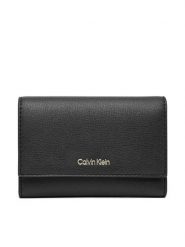 Calvin Klein Portfel damski Foil Logo Trifold W/ Zip Pocket LV04F1117G Czarny. Czarne portfele Calvin Klein, bez wzorów, ze skóry. Za 259.99 zł.