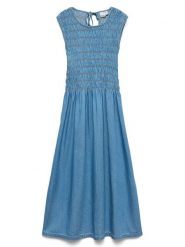 Vero Moda Sukienka jeansowa Nerina 10346564 Niebieski Regular Fit. Niebieskie sukienki Vero Moda, m, bez wzorów, z bawełny, bez kołnierzyka, bez ramiączek. Za 269.99 zł.