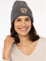 Zwillingsherz Czapka "Leo Heart" w kolorze szarym rozmiar: onesize. Szare czapki Zwillingsherz, bez wzorów, z materiału. Za 150.02 zł.
