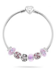 CHARM'S Srebrna bransoletka z charmsami rozmiar: onesize. Różowe bransoletki CHARM'S, z cyrkonią, srebrne. Za 717.99 zł.