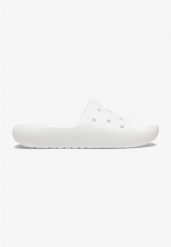 Klapki Dla Dorosłych Crocs Classic v2 Slide. Białe klapki Crocs, bez wzorów, z materiału, bez obcasa. Za 111.99 zł.