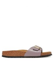 Birkenstock Klapki Madrid 1029458 Fioletowy. Fioletowe klapki Birkenstock, bez wzorów, ze skóry, bez obcasa. Za 299.99 zł.