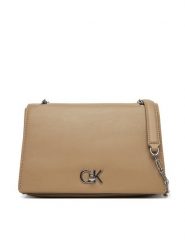 Calvin Klein Torebka Ck Medium Conv Chain Bag K60K612810 Beżowy. Brązowe torebki klasyczne Calvin Klein, bez wzorów, ze skóry, bez dodatków. Za 349.99 zł.
