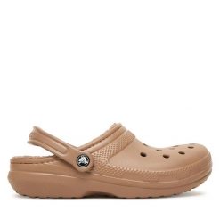 Klapki Crocs. Brązowe klapki Crocs, bez wzorów, bez obcasa. Za 269.99 zł.