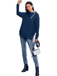 Heine Sweter w kolorze granatowym rozmiar: 48/50. Niebieskie swetry Heine, bez wzorów, bez ramiączek. Za 130.81 zł.