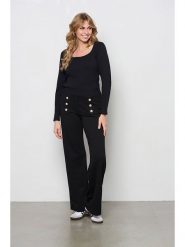 &Co Woman Koszulka "Samara" w kolorze czarnym rozmiar: XL. Czarne bluzki &Co Woman, xl, bez wzorów, prążkowane, bez kołnierzyka, bez ramiączek. Za 66.00 zł.